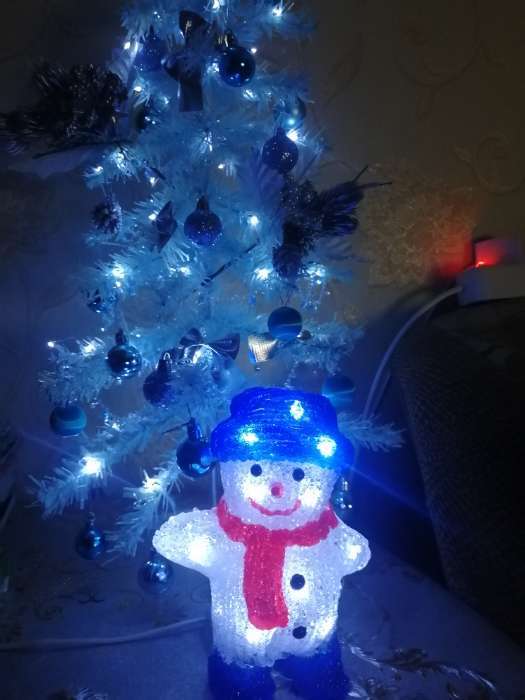 Фотография покупателя товара Светодиодная фигура «Приветливый снеговик» 13×20×8 см, акрил, 10 LED, батарейки ААх2 (не в комплекте), свечение белое - Фото 3