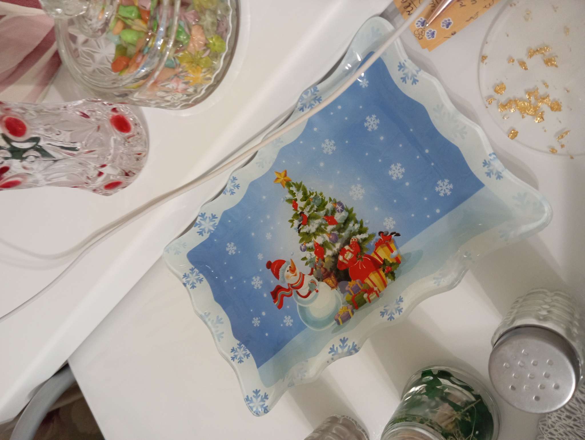 Фотография покупателя товара Блюдо новогоднее прямоугольное Доляна «Зимняя сказка», 25×15 см, стекло - Фото 2