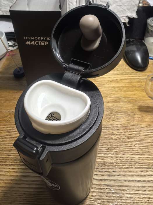 Фотография покупателя товара Термокружка, 380 мл, Style "Мастер К. Coffee", сохраняет тепло 8 ч, с ситечком - Фото 8