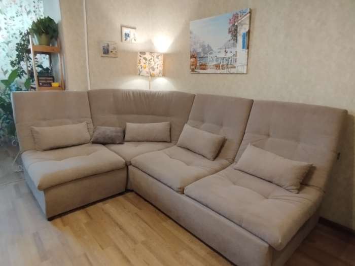 Фотография покупателя товара Диван угловой модульный «Калифорния 3», ППУ, механизм пума, велюр, цвет квест 026 - Фото 1