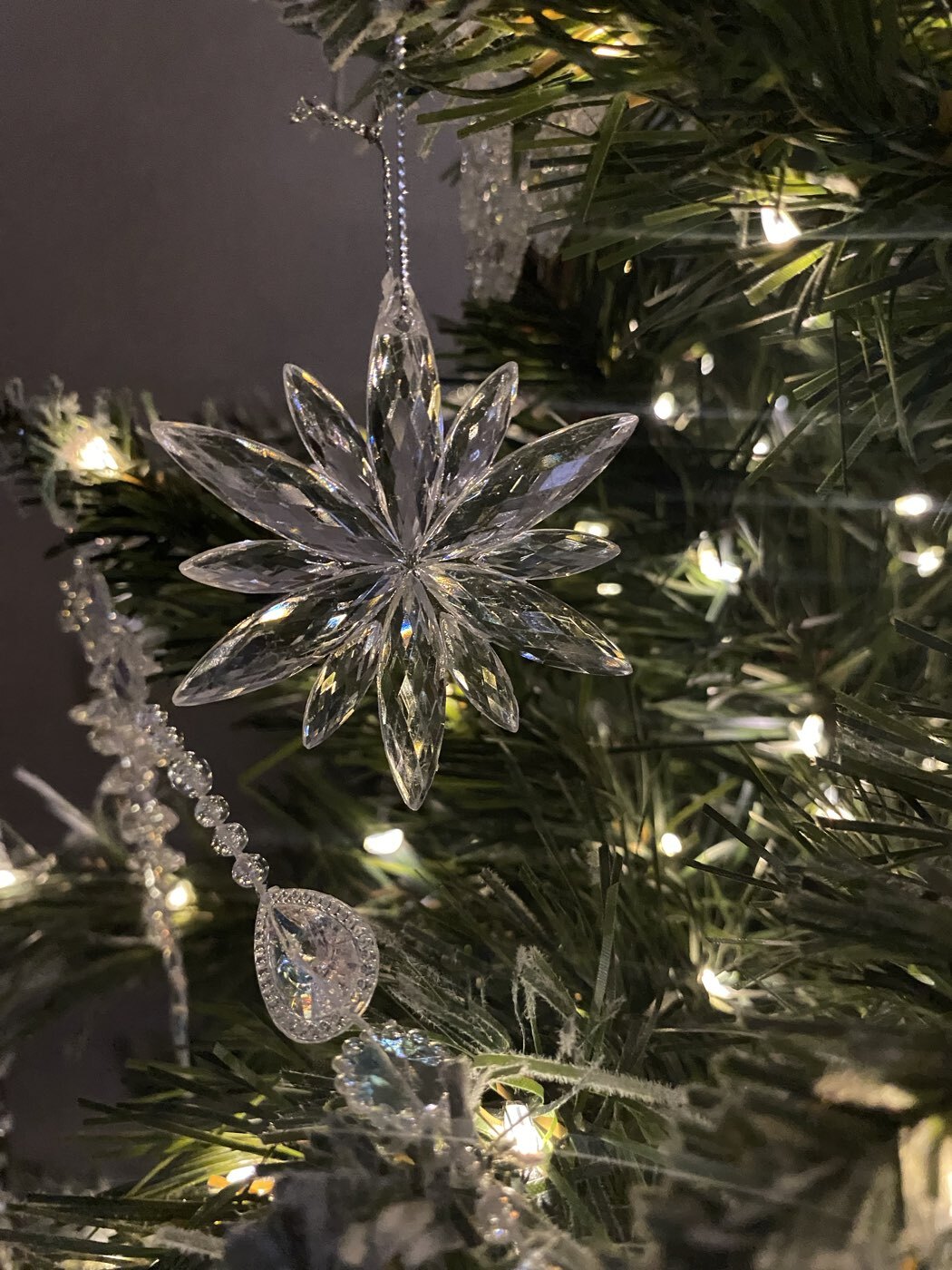 Фотография покупателя товара Ёлочные игрушки 3 шт. «Зимнее волшебство. Снежинка сияние» пластик, 6×6 см, прозрачный - Фото 1