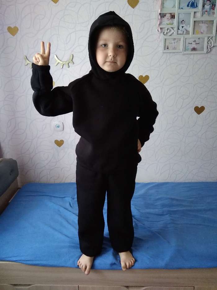 Фотография покупателя товара Худи детское MINAKU: Basic Line KIDS, чёрное, рост 128 см - Фото 1