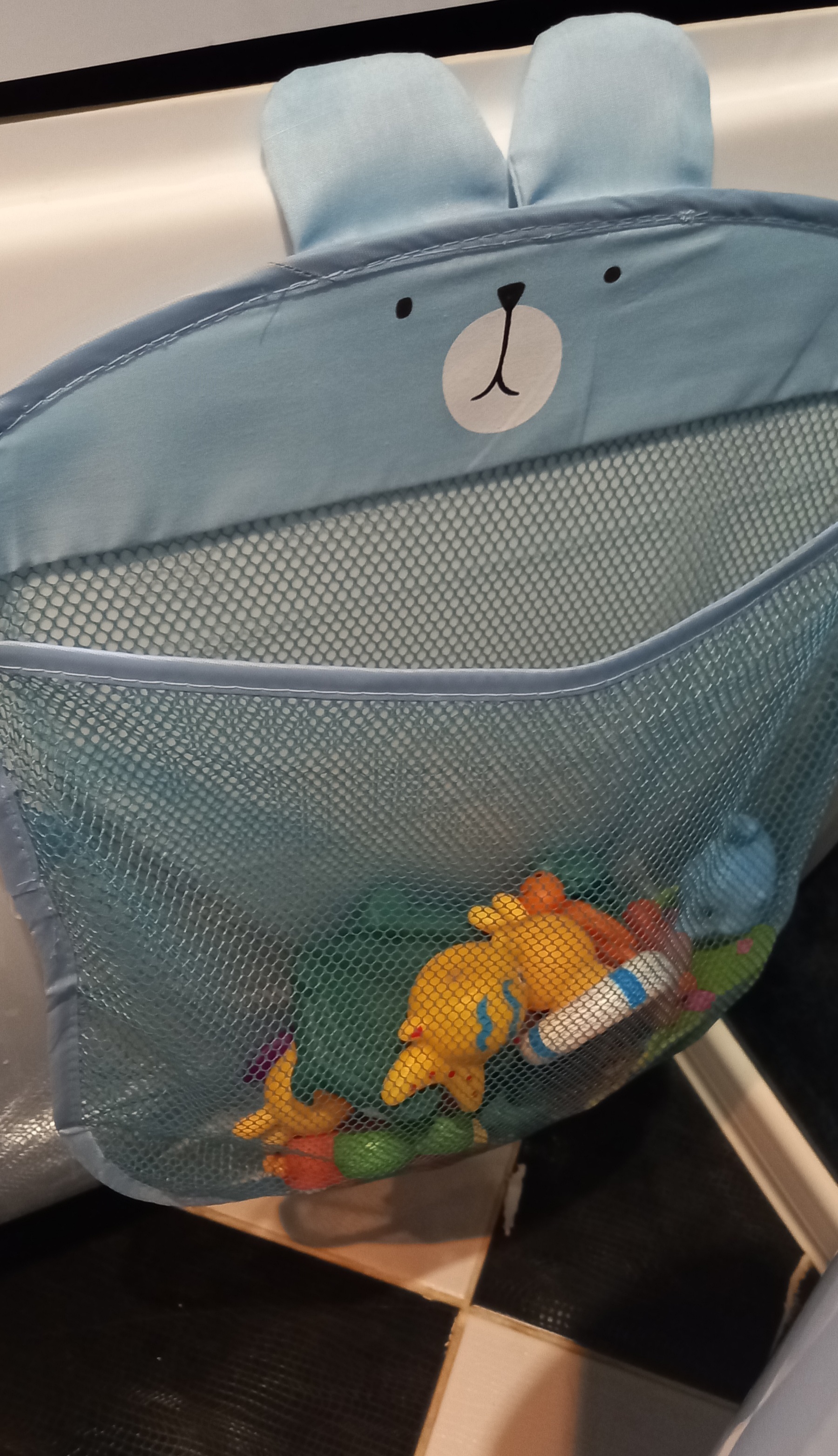 Фотография покупателя товара Сетка для хранения игрушек в ванной на присосках «Мишка», цвет голубой