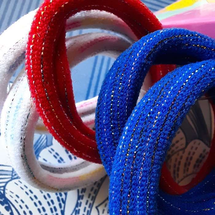 Фотография покупателя товара Резинка для волос "Перелив" (набор 6 шт) 3,5 см, синий красный белый