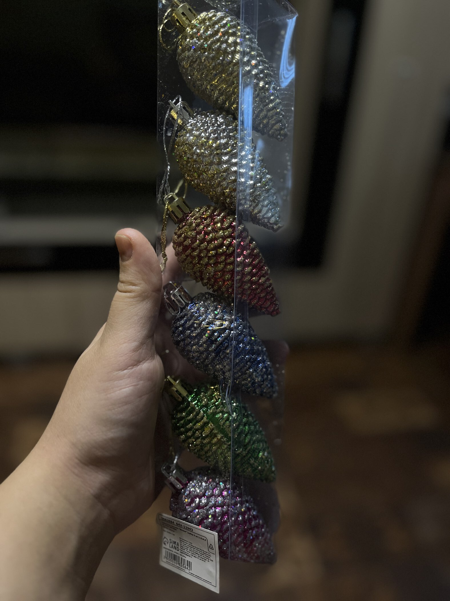 Фотография покупателя товара Ёлочные игрушки 6 шт. «Шишки» 3.5×6.5 см, МИКС - Фото 1