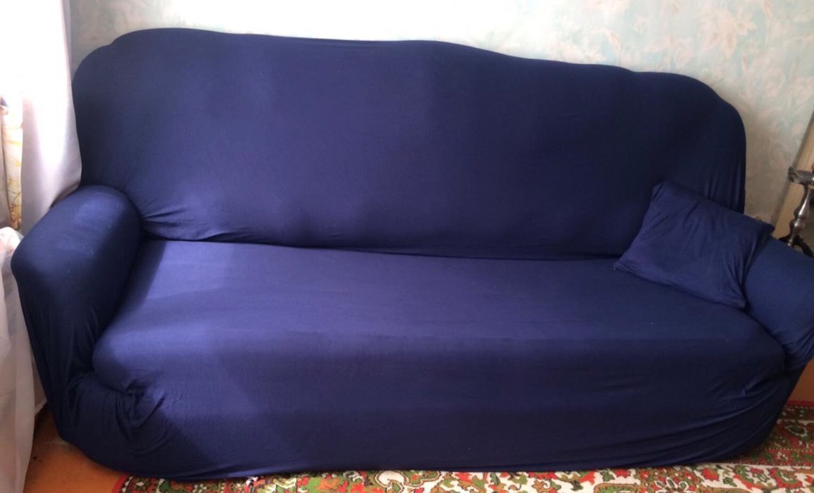 Фотография покупателя товара Чехол для мягкой мебели Collorista на кресло,наволочка 40*40 см в ПОДАРОК,тёмно-синий - Фото 4