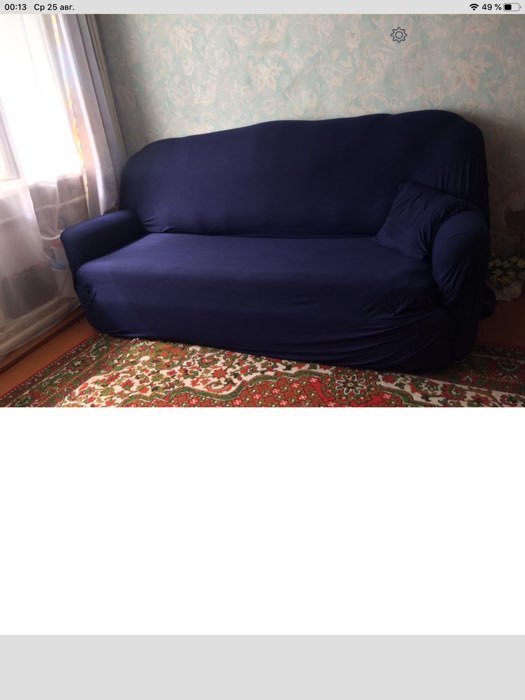 Фотография покупателя товара Чехол для мягкой мебели Collorista,4-х местный диван,наволочка 40*40 см в ПОДАРОК,тёмн.синий 24810 - Фото 2