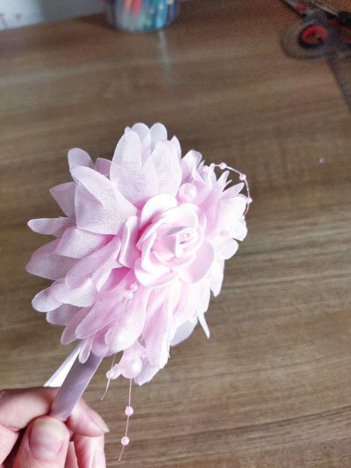 Фотография покупателя товара Ободок для волос "Рози" розочка, 0,5 см, розовый - Фото 4