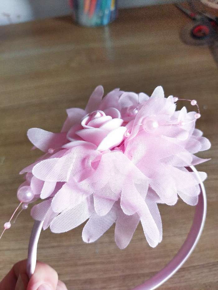 Фотография покупателя товара Ободок для волос "Рози" розочка, 0,5 см, розовый - Фото 3