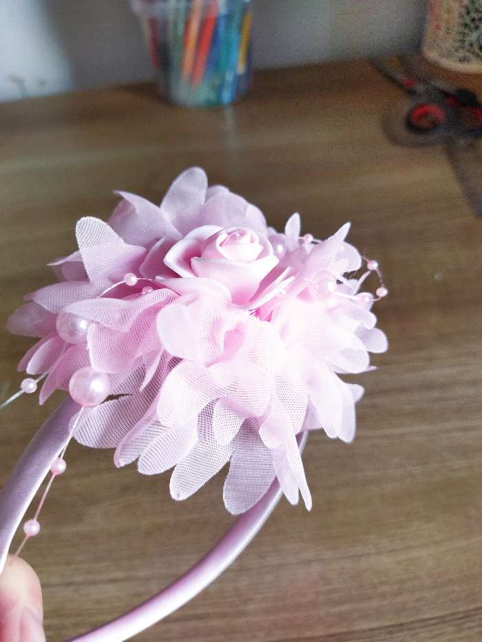 Фотография покупателя товара Ободок для волос "Рози" розочка, 0,5 см, розовый - Фото 2