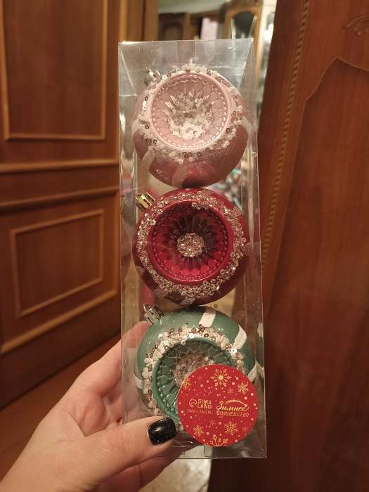 Фотография покупателя товара Ёлочные игрушки «Морозец», шары новогодние, d=8 см, набор 3 шт., МИКС - Фото 6