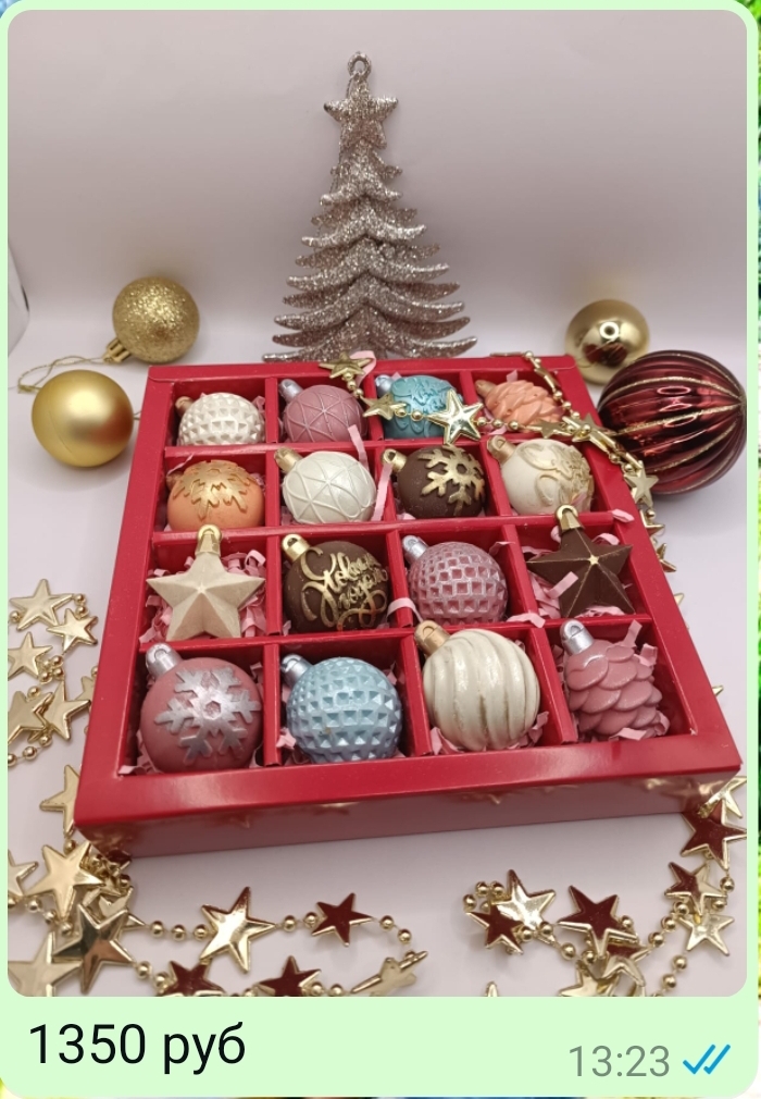 Фотография покупателя товара Коробка под 16 конфет «Новогодняя», 17.5×17.5×3.5 см - Фото 3