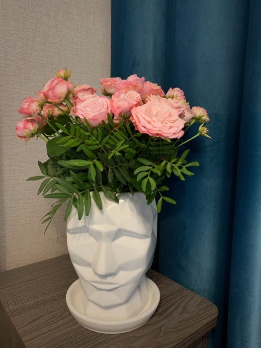 Фотография покупателя товара Горшок для цветов "Кай", шёлк, белый, керамика, 2 л - Фото 16