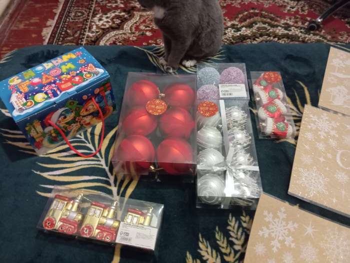 Фотография покупателя товара Ёлочные шары «Бархат», новогодние, d=8 см, набор 6 шт., красный - Фото 5