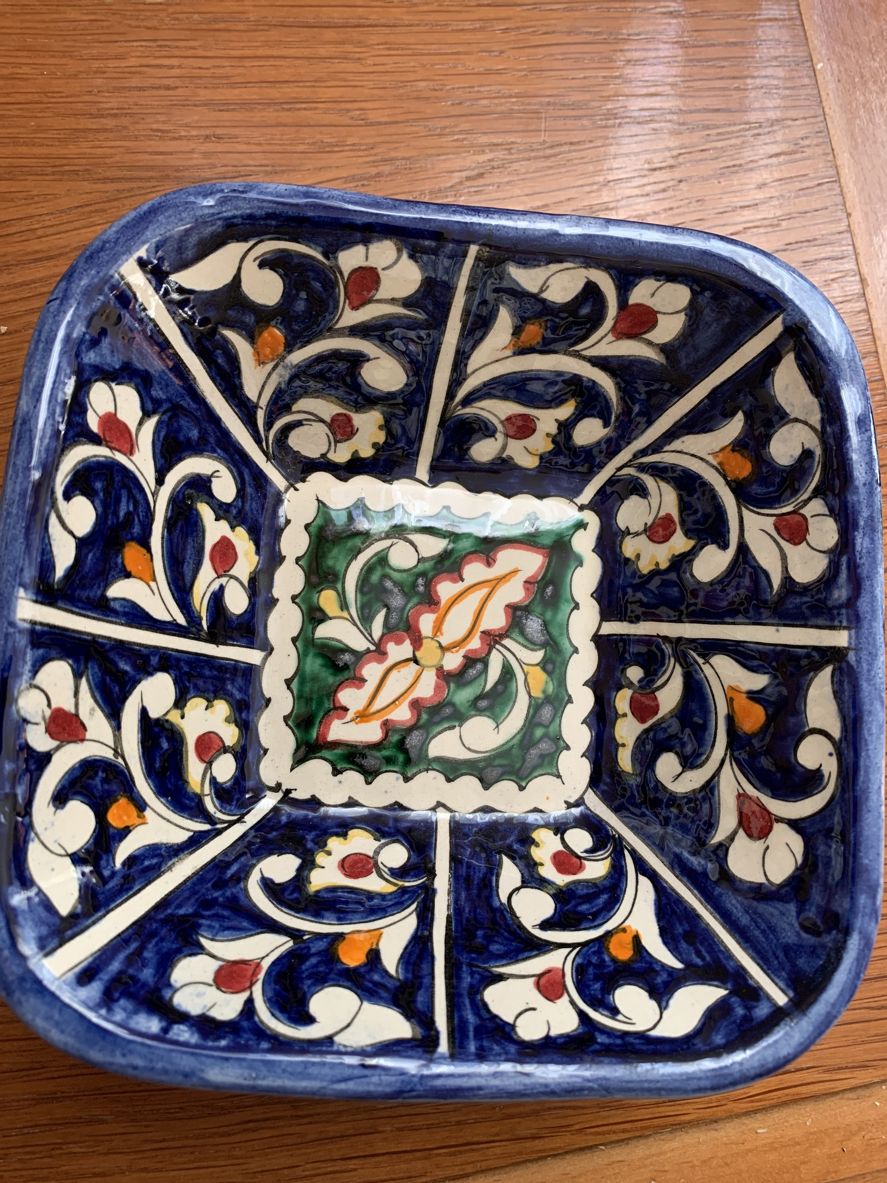 Фотография покупателя товара Салатница Риштанская Керамика "Цветы", 13 см, синяя, микс - Фото 1