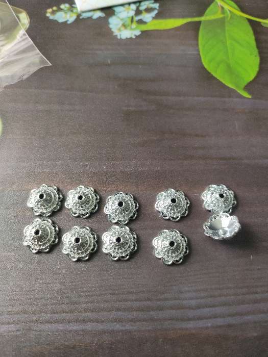 Фотография покупателя товара Шапочки для бусин (набор 10шт), 6х13,5 мм, цвет черненое серебро - Фото 2