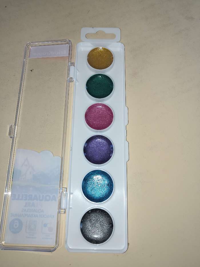 Фотография покупателя товара Акварель 6 цветов ErichKrause Pearl, жемчужная, в пластиковой коробке, европодвес, без кисти - Фото 3
