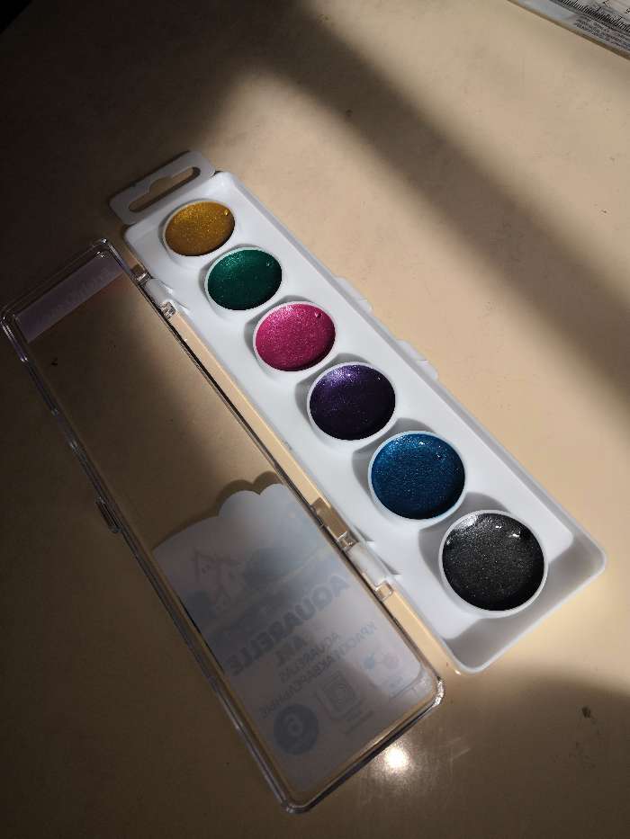 Фотография покупателя товара Акварель 6 цветов ErichKrause Pearl, жемчужная, в пластиковой коробке, европодвес, без кисти - Фото 2