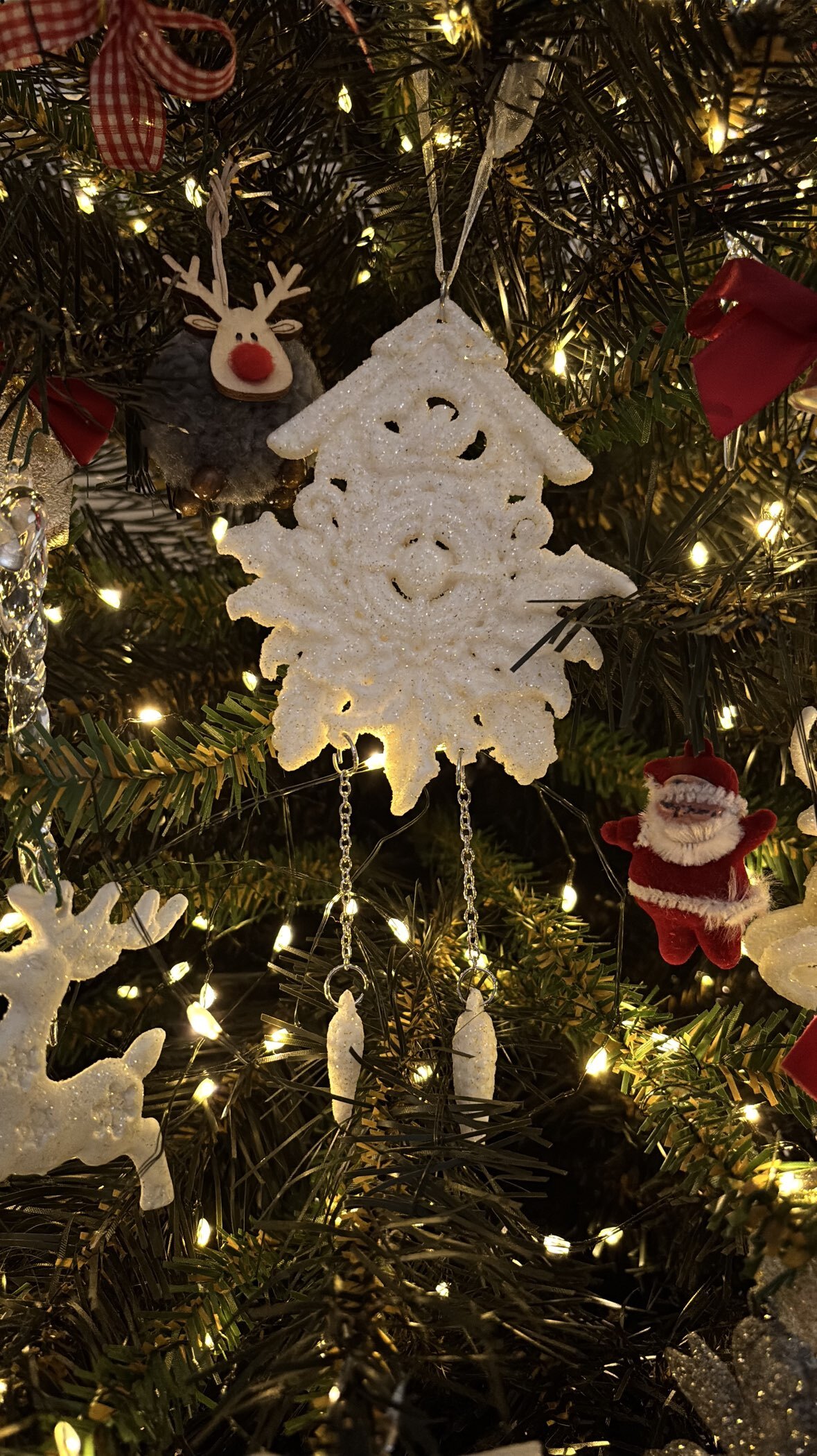 Фотография покупателя товара Ёлочная игрушка «Зимнее волшебство. Часики - ходики», 9×11 см, белый - Фото 7