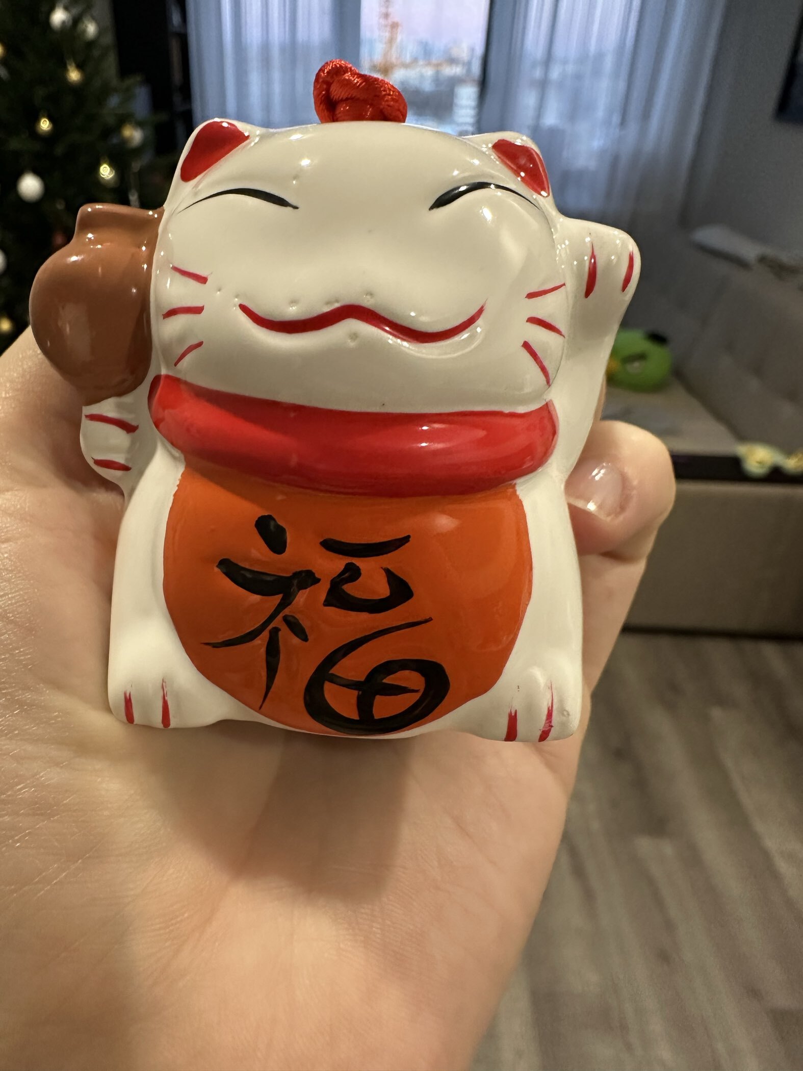 Фотография покупателя товара Колокольчик керамика «Фигурка: Манэки-нэко Счасть», 5×6.5×6 см - Фото 1