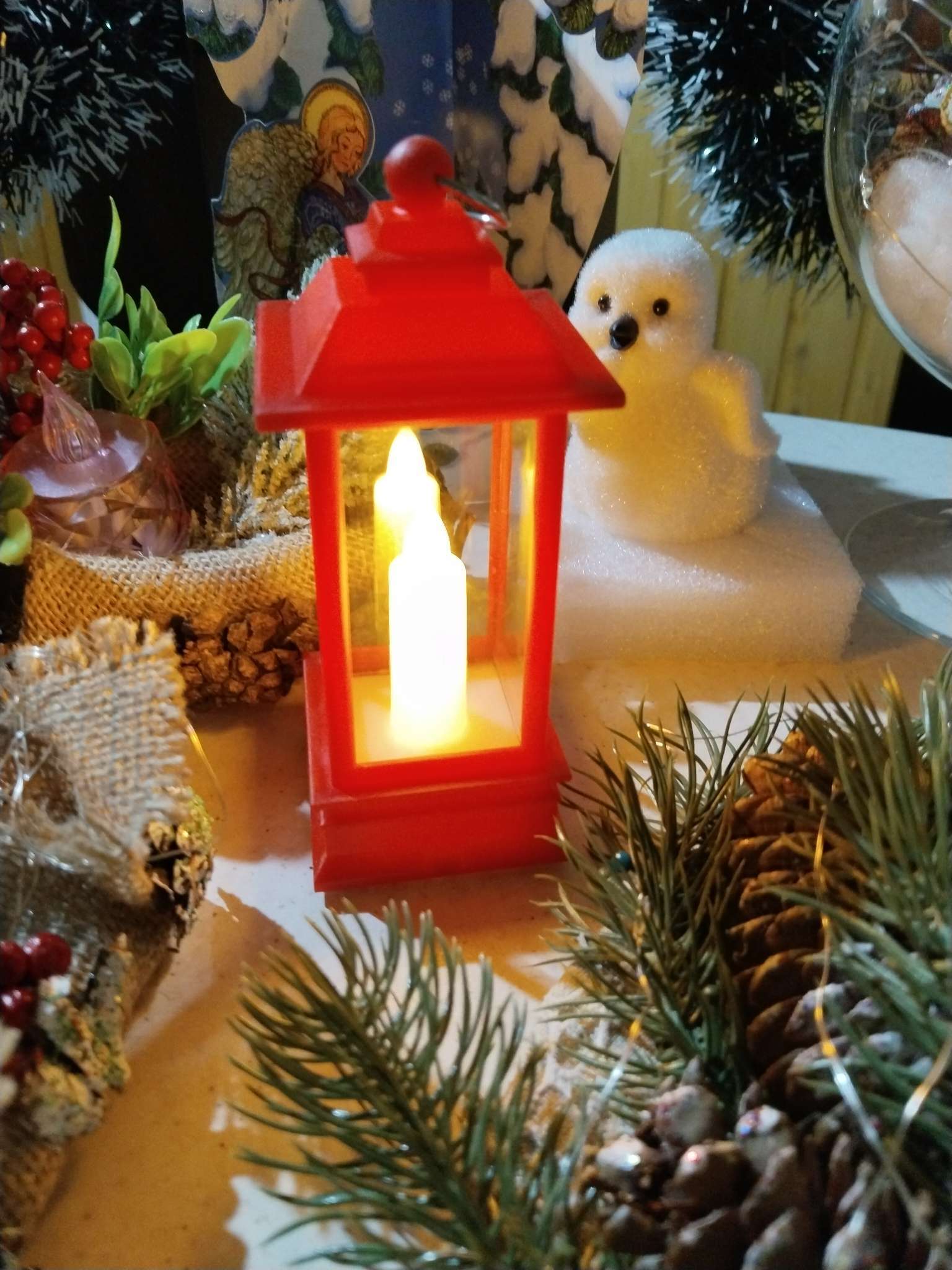 Фотография покупателя товара Светодиодная фигура «Красный фонарь со свечкой» 5.5×13×5.5 см, пластик, батарейки AG13×3 (в комплекте), свечение тёплое белое - Фото 1