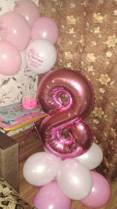 Фотография покупателя товара Букет из шаров «Цифра 8», фольга, латекс, набор 9 шт., цвет розовый, виды МИКС - Фото 3