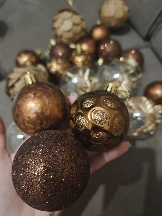 Фотография покупателя товара Ёлочные игрушки «Марокко», шары новогодние, набор d=6 см, 6 шт., коричневый - Фото 2
