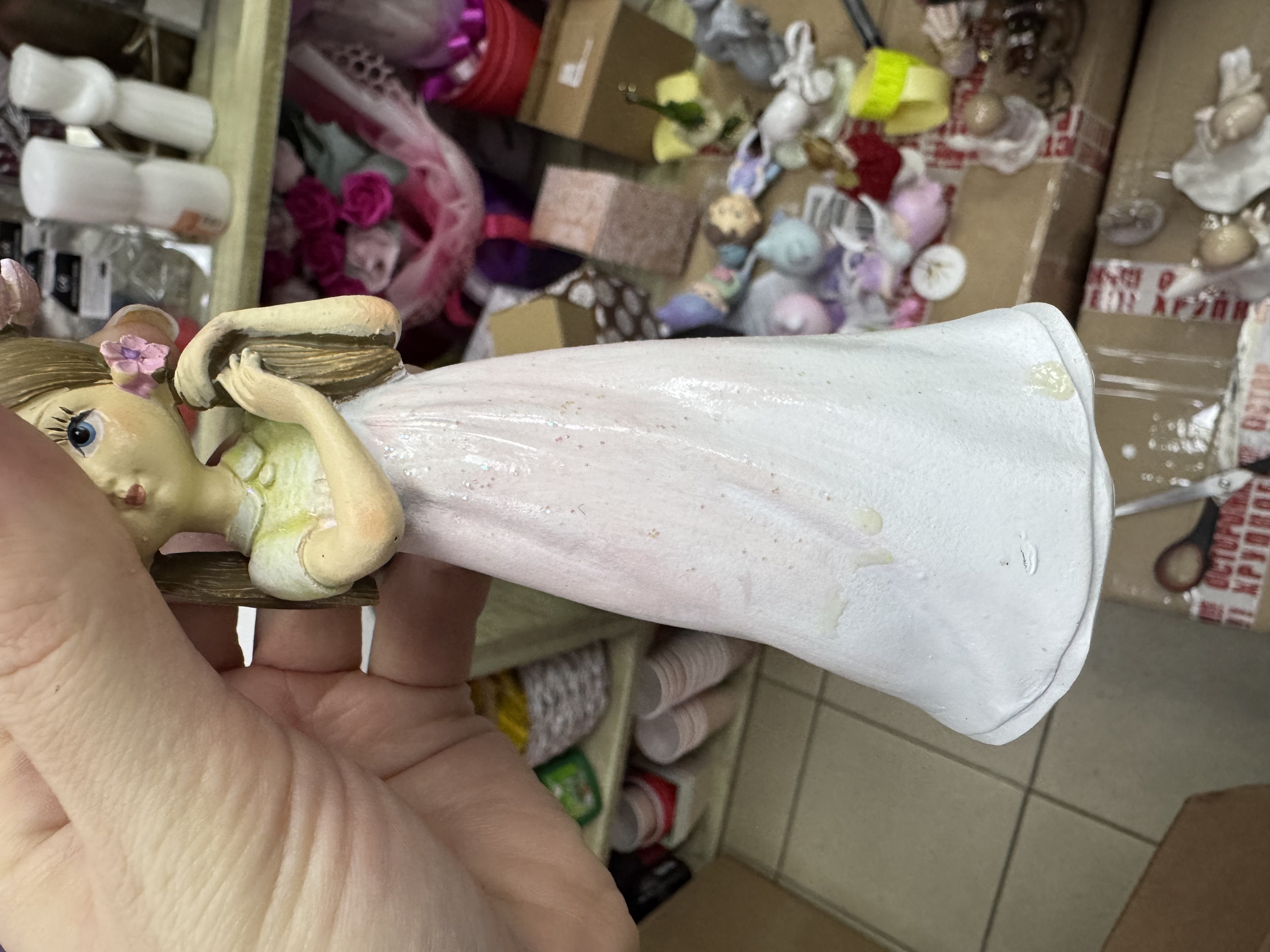 Фотография покупателя товара Фигурка полистоун «Малышка с цветами в волосах», 15.5×6×6.5 см - Фото 1