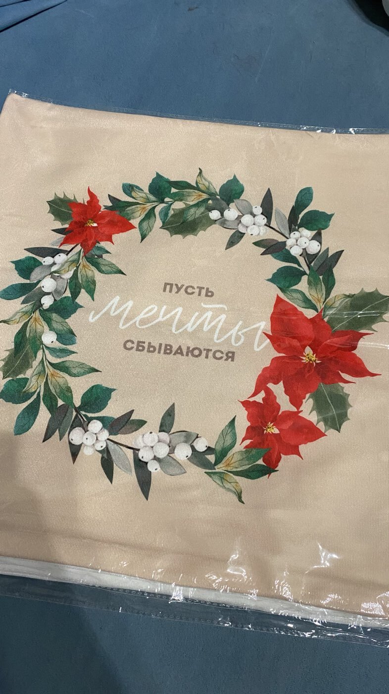 Фотография покупателя товара Наволочка декоративная новогодняя «Этель. Мечты», 40×40 см, велюр - Фото 1