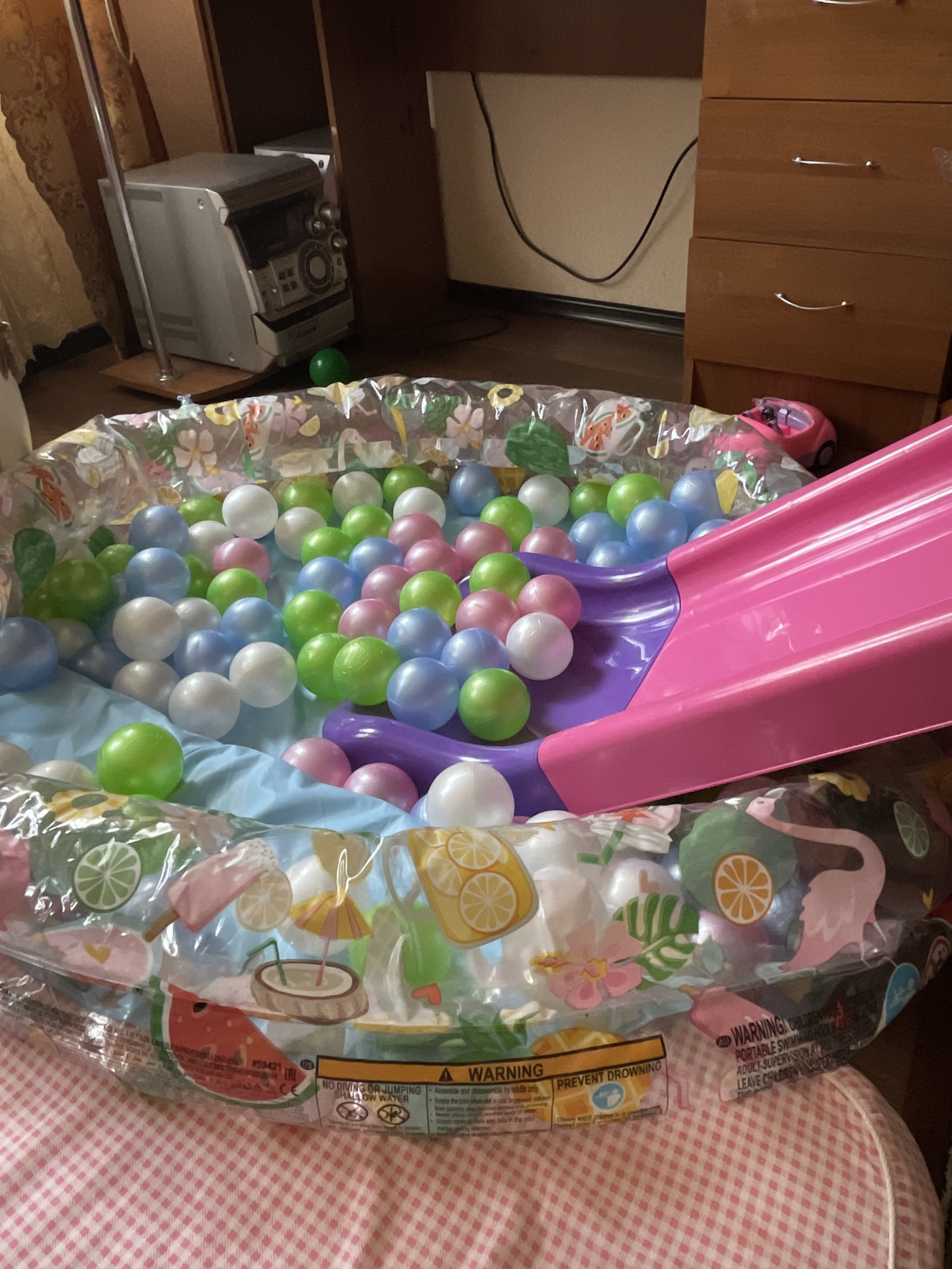 Фотография покупателя товара Шарики для сухого бассейна «Перламутровые», диаметр шара 7,5 см, набор 50 штук, цвет розовый, голубой, белый, зелёный - Фото 4