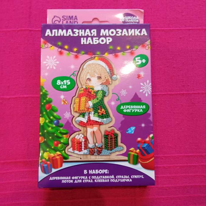 Фотография покупателя товара Алмазная мозаика на новый год для детей на деревянной фигурке «Милая девочка», 8×15 см, набор для творчества - Фото 2