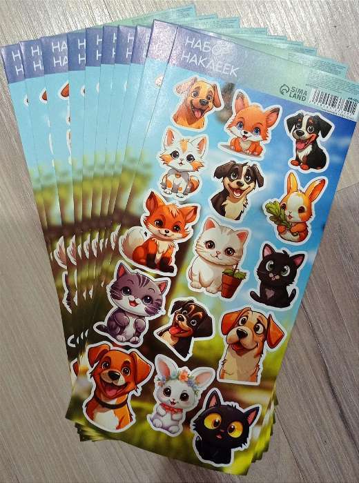 Фотография покупателя товара Детские наклейки бумажные 10×22 см, «Любимцы» - Фото 1