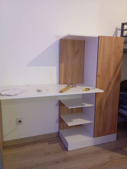 Фотография покупателя товара Стол компьютерный «Квартет - 6», со шкафом, 2 полки, 1450×500×1350 мм, цвет дуб крафт золотой/белый - Фото 8