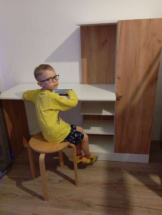 Фотография покупателя товара Стол компьютерный «Квартет - 6», со шкафом, 2 полки, 1450×500×1350 мм, цвет дуб крафт золотой/белый - Фото 9