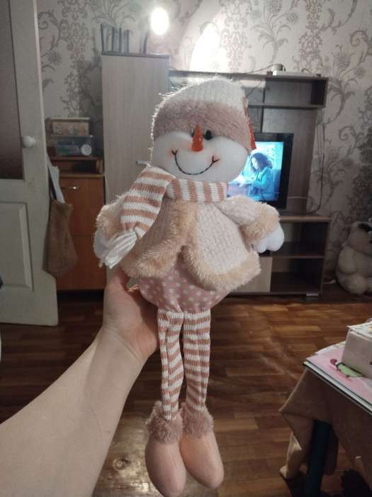 Фотография покупателя товара Игрушка мягкая «Дед Мороз с полосатыми длинными ножками» 47×19 см, бело-розовый - Фото 1