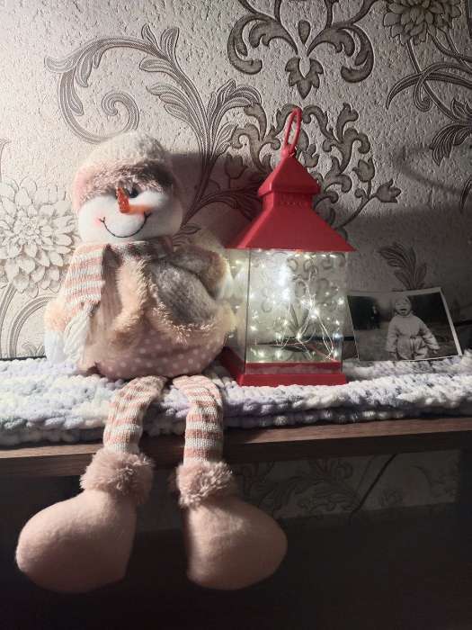 Фотография покупателя товара Игрушка мягкая «Дед Мороз с полосатыми длинными ножками» 47×19 см, бело-розовый - Фото 2