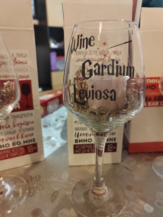 Фотография покупателя товара Бокал для вина с надписью «Алкогольвица», 350 мл, 18+ - Фото 1