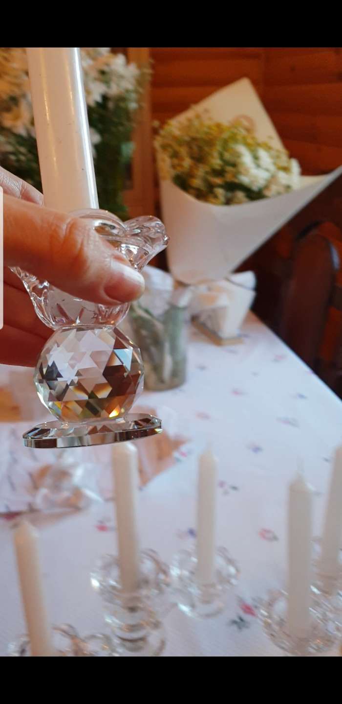 Фотография покупателя товара Подсвечник стекло на 1 свечу "Цветочек с хрустальным шаром" 7,5х6,8х6,8 см