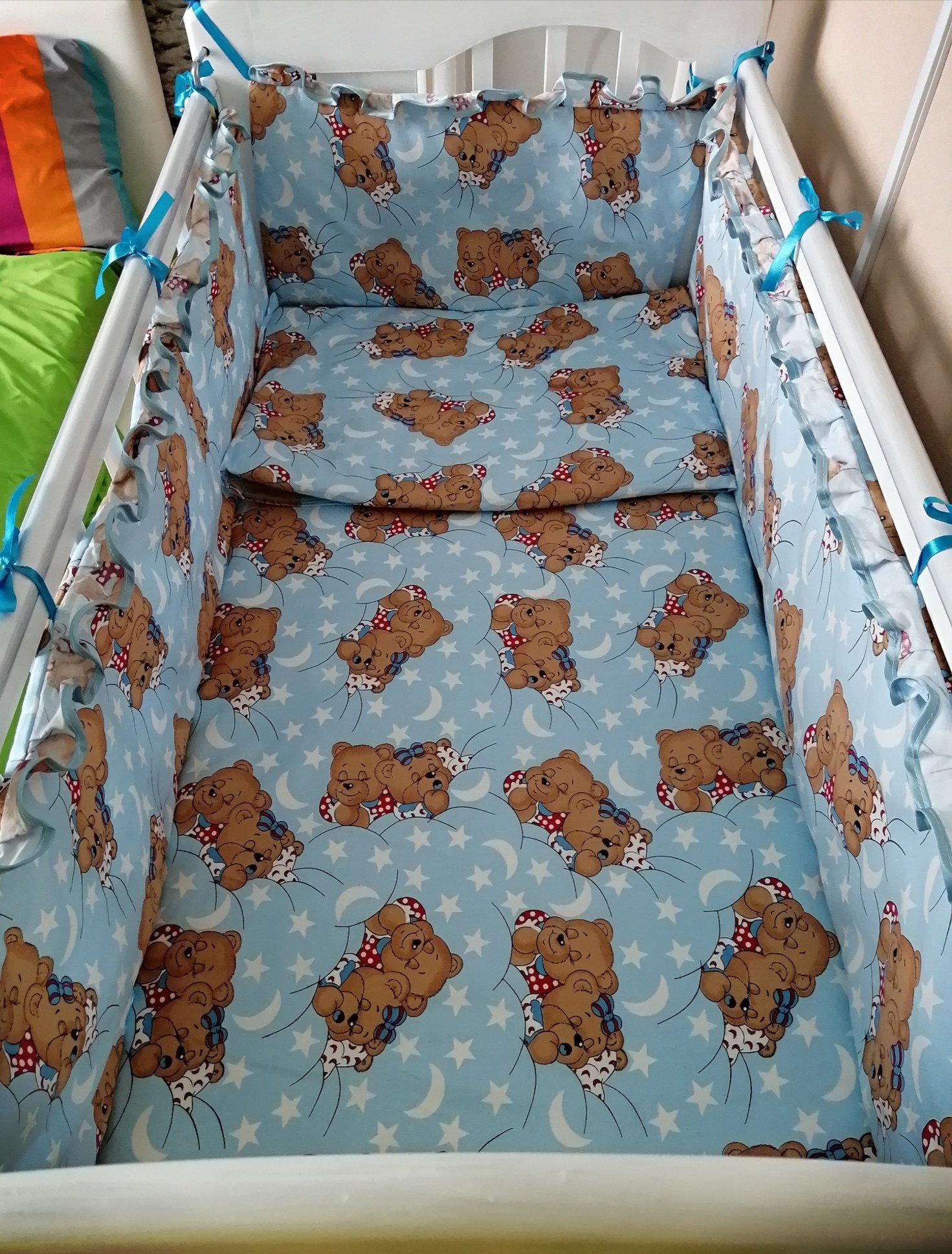 Фотография покупателя товара Комплект в кроватку "Спящие мишки" (6 предметов), цвет голубой 615