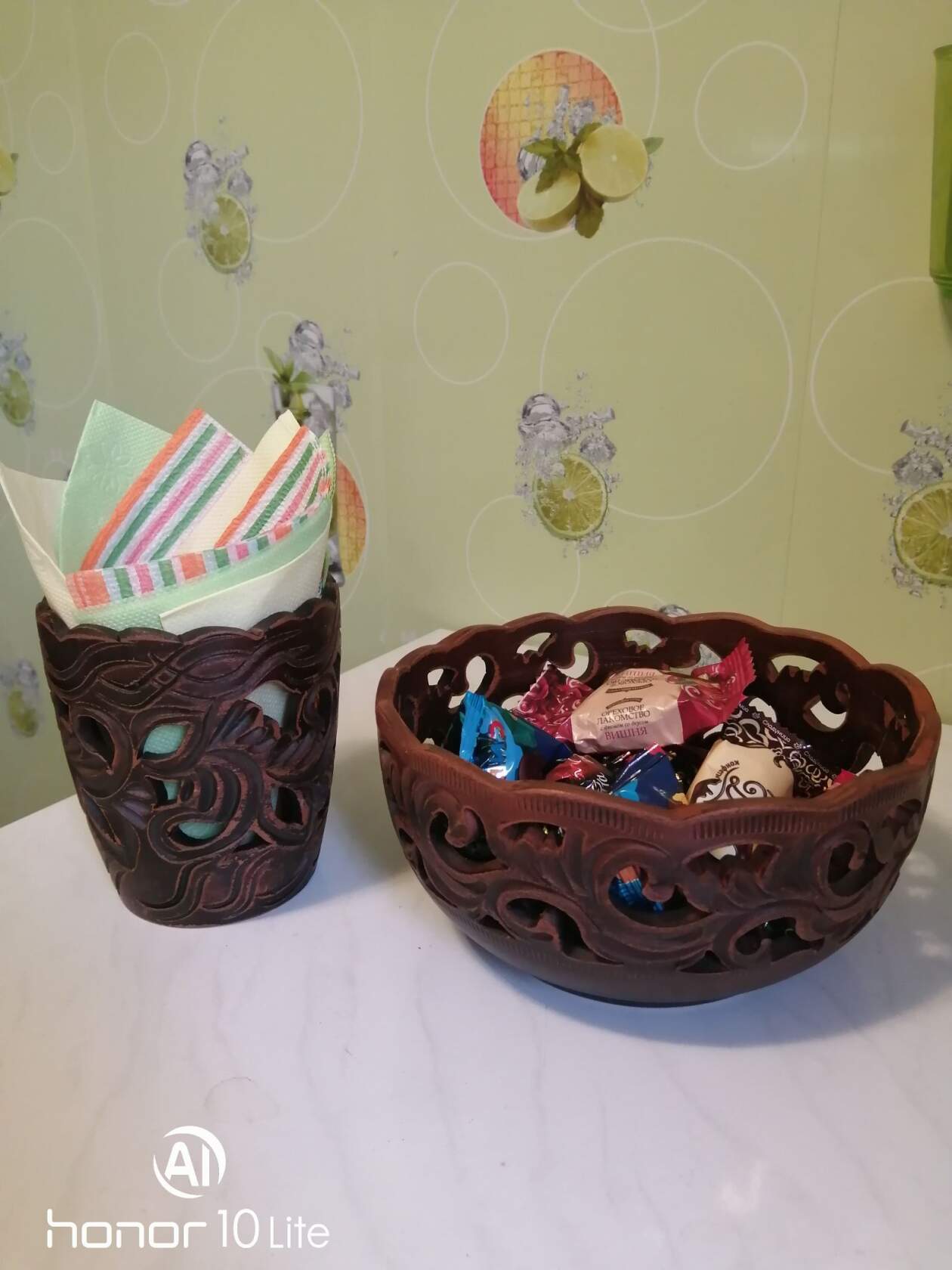 Фотография покупателя товара Конфетница "Глинка", резка, красная глина, 16*16*8 см, микс - Фото 1