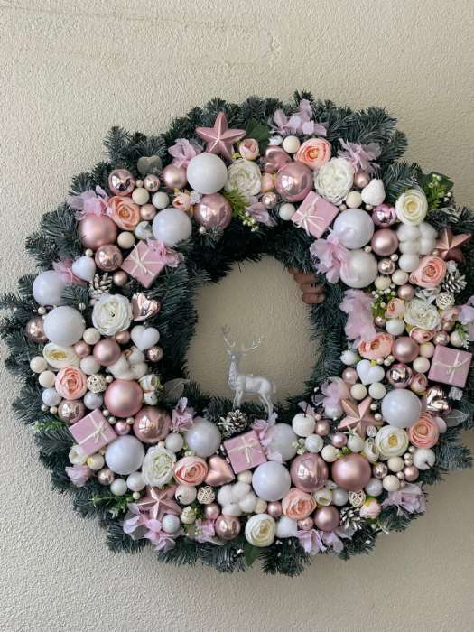 Фотография покупателя товара Венок новогодний d=60 см «Премиум», с белыми кончиками - Фото 1