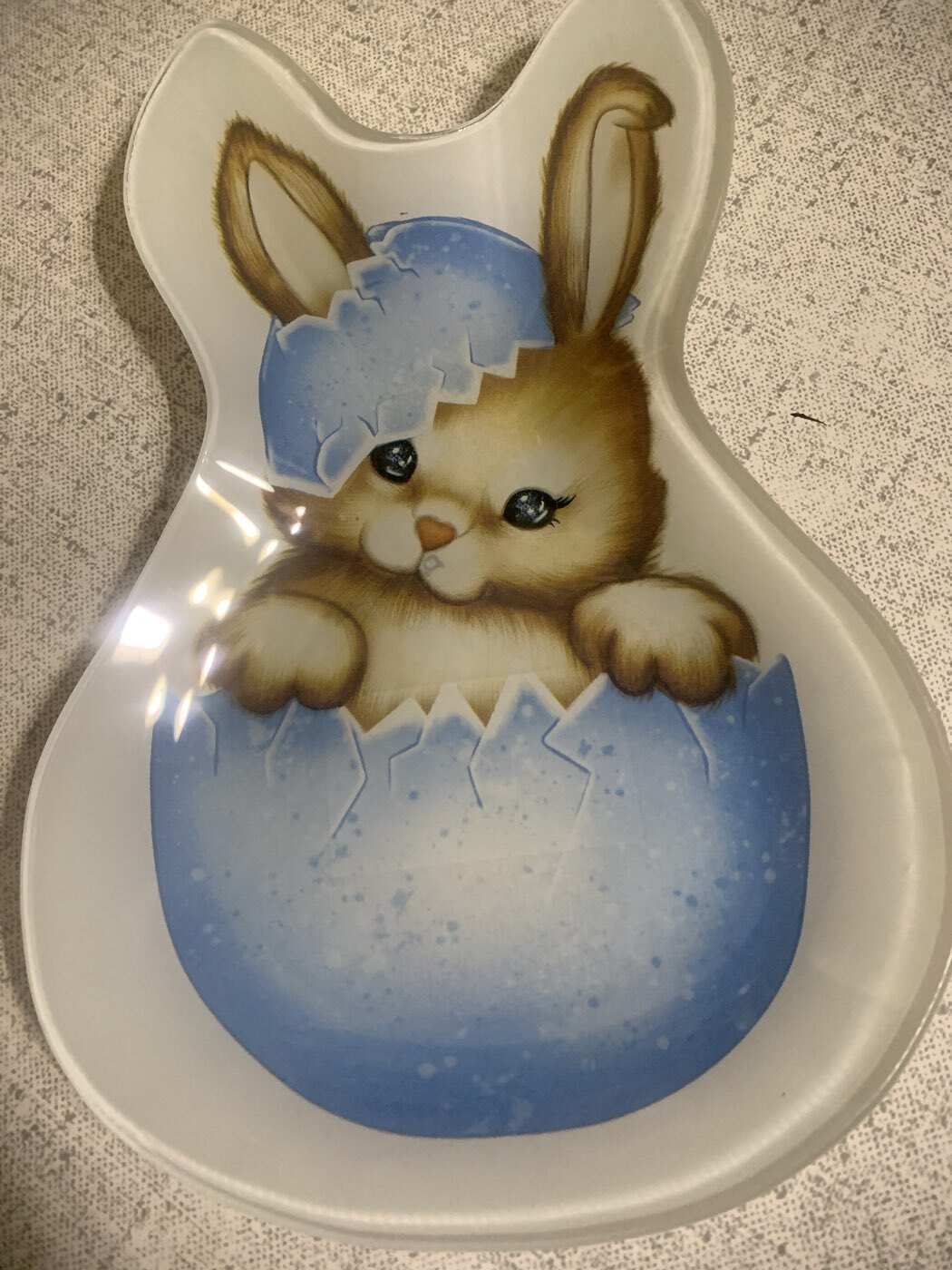 Фотография покупателя товара Блюдо сервировочное Доляна «Пасхальный кролик», 21×13.5×1.8 см, стекло, белое, голубое - Фото 1