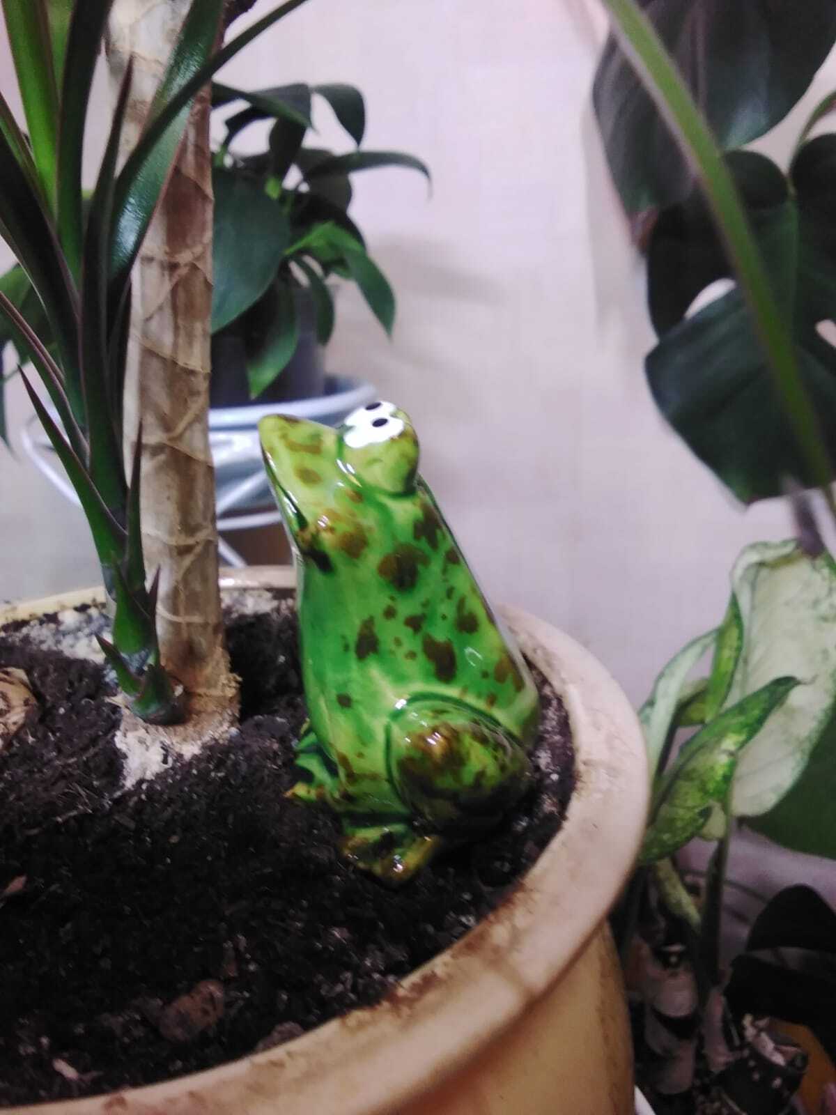 Фотография покупателя товара Фигурка керамика «Мечтательная лягушка», 4.6×5.7×6.6 см - Фото 1