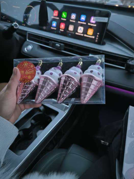 Фотография покупателя товара Ёлочные игрушки 4 шт. «Рожок мороженого» 4.5×10 см - Фото 7