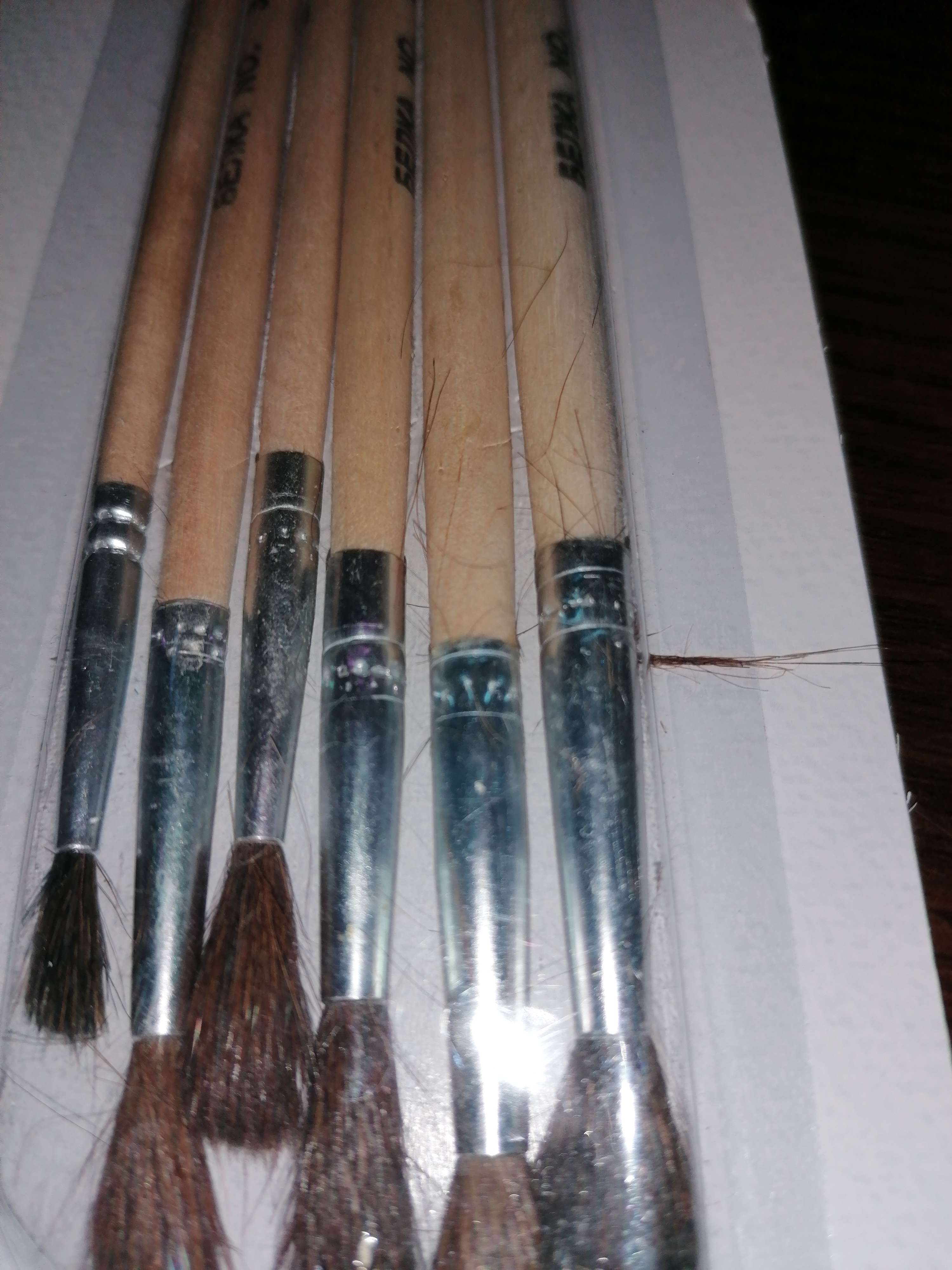 Фотография покупателя товара Набор кистей, белка круглые, 6 шт.: №1, 2, 3, 4, 5, 6, с деревянными ручками, блистер - Фото 7