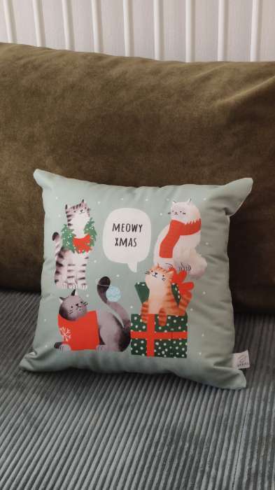 Фотография покупателя товара Наволочка декоративная новогодняя «Этель. Meow X-mas» 40×40 см, велюр - Фото 1