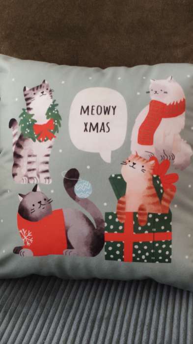Фотография покупателя товара Наволочка декоративная новогодняя «Этель. Meow X-mas» 40×40 см, велюр - Фото 2