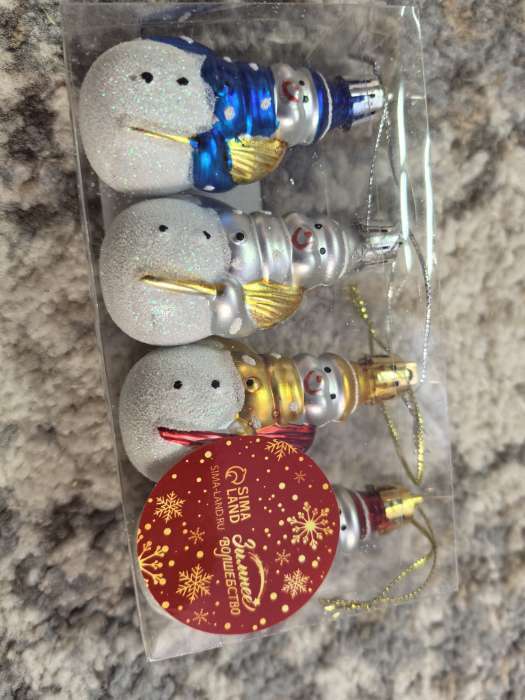 Фотография покупателя товара Ёлочные игрушки 4 шт. «Дружные снеговички», 3.5×6 см, МИКС - Фото 1
