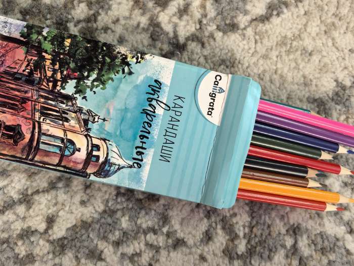 Фотография покупателя товара Карандаши Calligrata, цветные, акварельные, 24 цвета - Фото 5