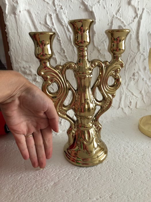 Фотография покупателя товара Подсвечник "Канделябр", для трёх свечей, золотистый, 25 см - Фото 2